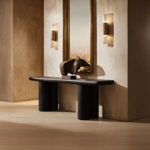 Narrow Wood Black Console Table